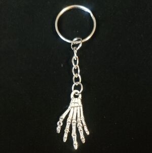 Silver Alloy Skeleton Hand Pendant Keychain